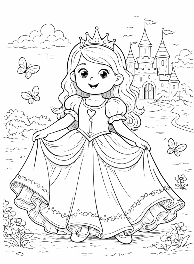Prenses boyama resmi, çocuklar için eğlenceli ve kolay boyama seçenekleri sunar. Prenses resmi boyama sayfası ile keyifli vakit geçirin.