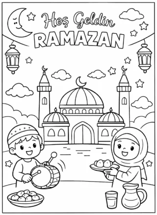 Hoş Geldin Ramazan Boyama Resmi