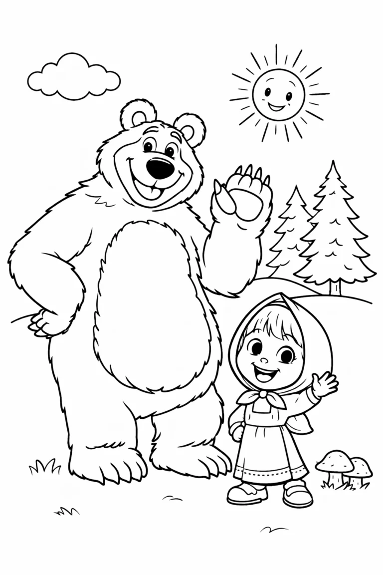 Maşa ile Koca Ayı Boyama Resmi