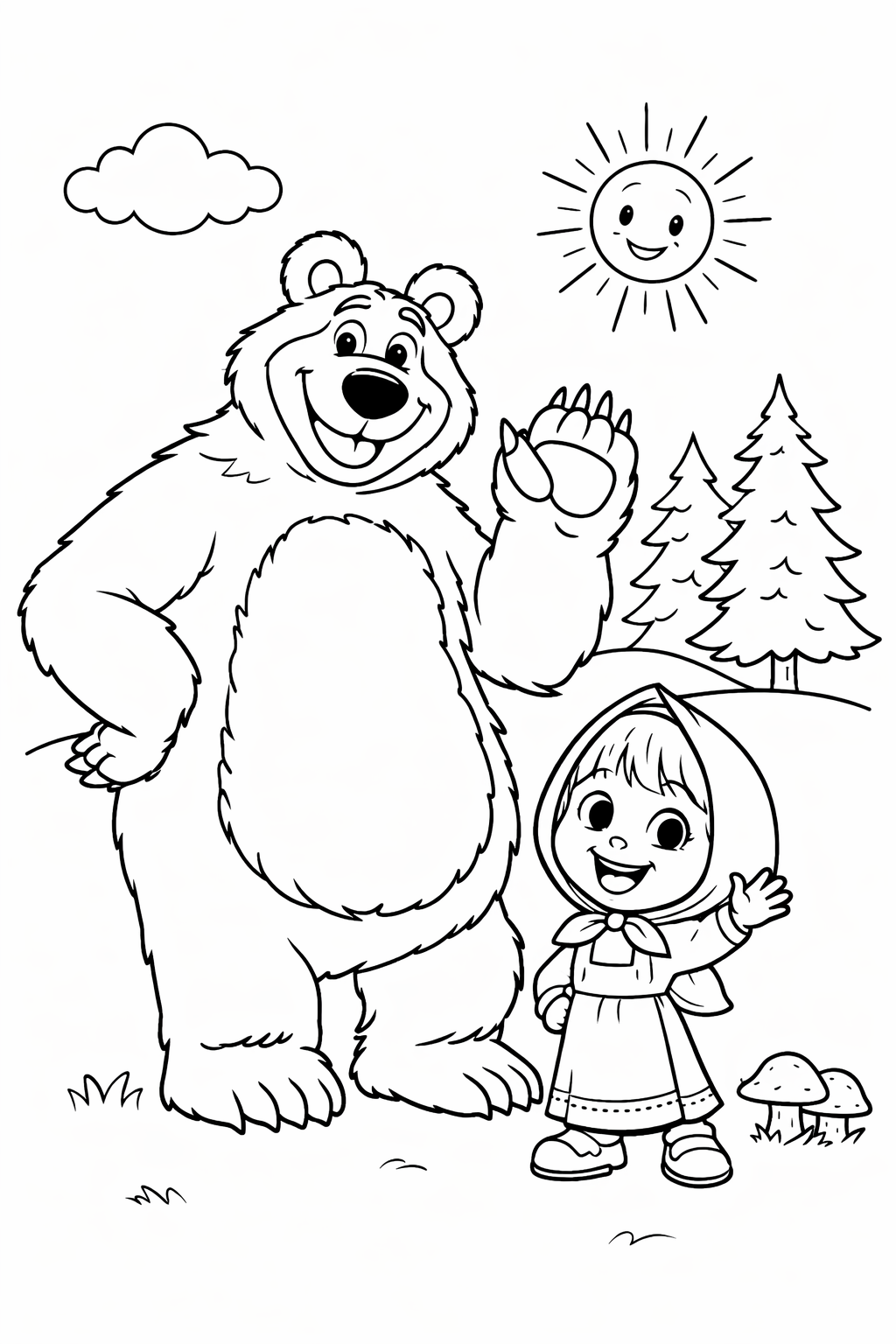 Maşa ile Koca Ayı Boyama Resmi