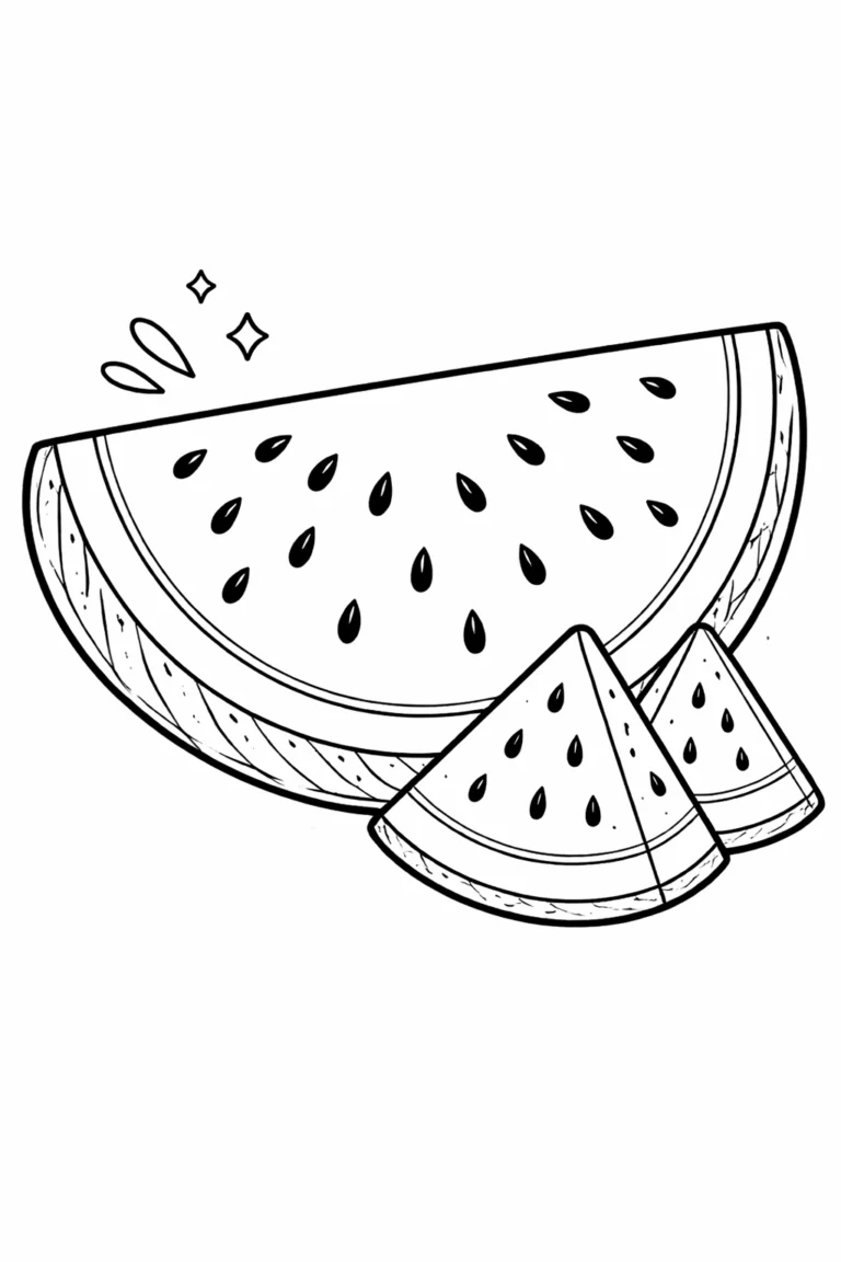 Karpuz boyama resmi ile basit bir çizimi boyayabilirsiniz. Karpuz dilimi boyama yapmak isteyenler için sade ve keyifli bir seçenek.