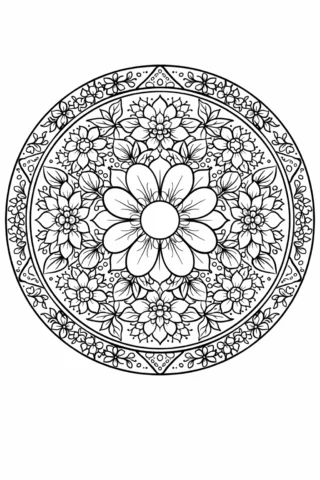 Mandala Çiçek Boyama
