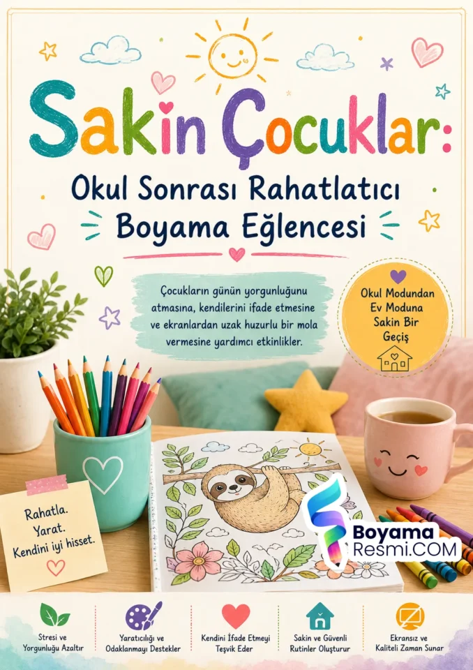 okul sonrası rahatlatıcı boyama etkinlikleri